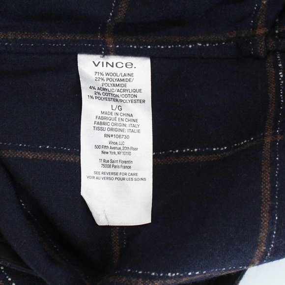 Vince Wool Blend Crosshatch Windowpane Classic Fit Button Down Shirt Jacket XL - Picture 15 of 16